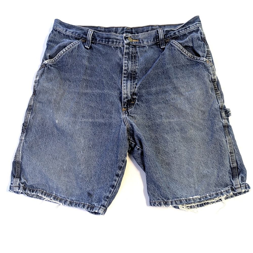 Rustler Mens Carpenter Denim Shorts Blue Medium Wash Workwear 89F85DS Size 36